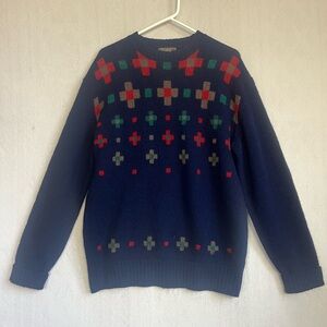 Vtg Thane Mens 100% Scottish Shetland Wool Blue Kurt Cobain Sweater Sz XL Grunge